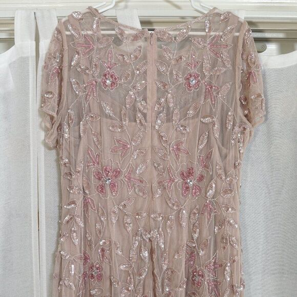Adrianna Papell Peach Pink Embellished Chiffon Gown - Picture 9 of 10